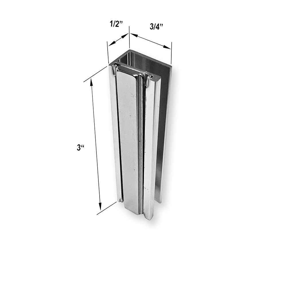 3&quot; Chrome Universal Frameless Shower Door U-Channel with 2&quot; Magnet  | VGMCH