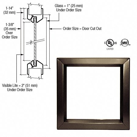 CRL 24&quot; x 24&quot; Door Vision Lite
 | VLFEZ24X24