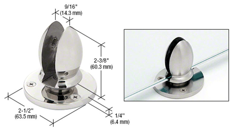 CRL Polished Stainless Vertical Clamp for 1/2&quot; Panels 

CRL 1&quot; Adjustable Standoff Base


 | VPC12PS