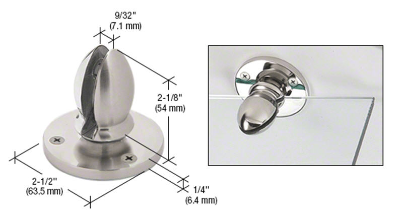 CRL Brushed Stainless Vertical Clamp for 1/4&quot; Panels 

CRL 1&quot; Adjustable Standoff Base


 | VPC14BS