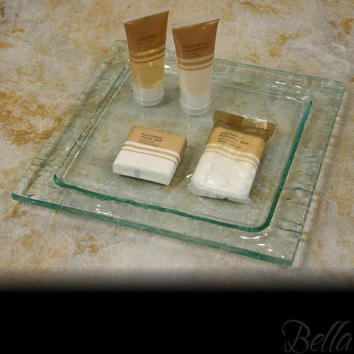 Venetian Cast Glass Square Platter - Brush Edge Series - Medium | VCG1072ML