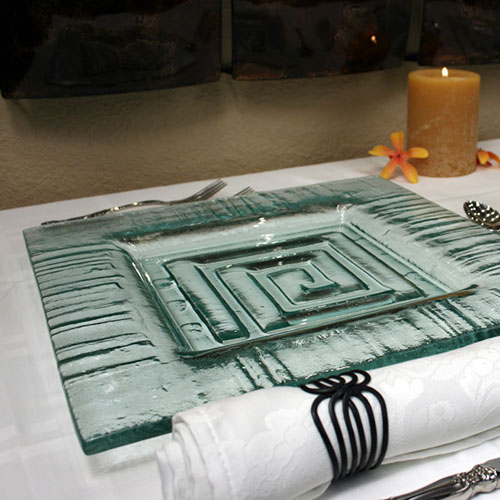 Venetian Cast Glass Square Platter - Aztec Series - Small | VCG1111ML