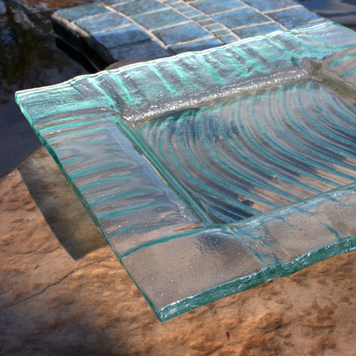 Venetian Cast Glass Square Platter - Brush Series - Large | VCG1123ML