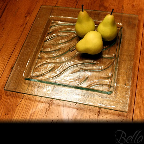 Venetian Cast Glass Square Platter - River Inset Series - Small | VCG1131ML