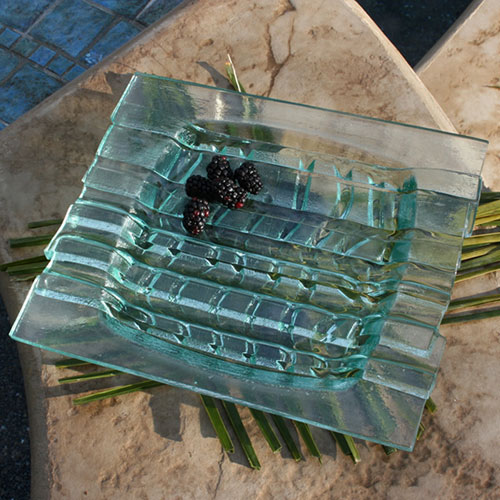 Venetian Cast Glass Square Platter - Ribbed Series - Small | VCG1511ML