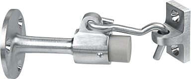 C.R. Laurence CRL Satin Aluminum Finish Wall Mounted Heavy Duty Door Stop with Hook and Holder | W140