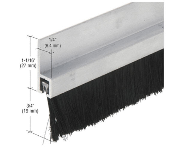 Aluminum and Nylon Door 1&quot; Bristle Weatherstrip - 36 in long | WS497AV36