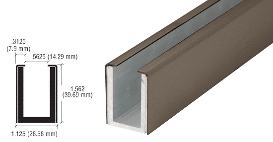 C.R. Laurence CRL Oil Rubbed Bronze Wet Glaze 1-1/2&quot; Deep &quot;U&quot; Channel Custom Length | WU10RBCL