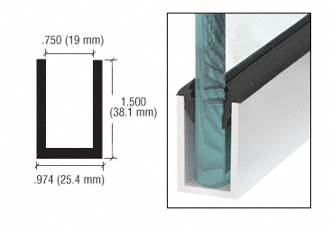 C.R. Laurence CRL Brite Anodized Wet Glaze 1-1/2&quot; Deep &quot;U&quot; Channel - 120&quot; Long | WU1BASL