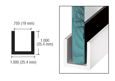 C.R. Laurence CRL Brite Anodized Wet Glaze 1&quot; Deep &quot;U&quot; Channel - 240&quot; Long | WU3BA240