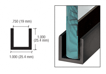 C.R. Laurence CRL Black Wet Glaze 1&quot; Deep &quot;U&quot; Channel - 120&quot; Long | WU3BLSL