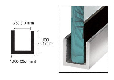 C.R. Laurence CRL Brushed Stainless Anodized Wet Glaze 1&quot; Deep &quot;U&quot; Channel - 240&quot; Long | WU3BSA240