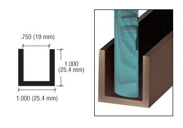 C.R. Laurence CRL Duranodic Bronze Wet Glaze 1&quot; Deep &quot;U&quot; Channel Custom Length | WU3DUCL