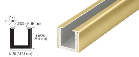 C.R. Laurence CRL Polished Brass Wet Glaze 1&quot; Deep &quot;U&quot; Channel Custom Length | WU3PBCL