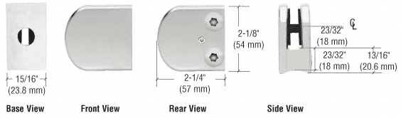 CRL Satin Chrome Z-Series Zinc Large Round 1/4&quot; Glass Clamp  | Z106SC