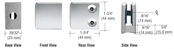 CRL Z-Series Chrome Zinc Small Square Glass Clamp for 1/4&quot; and 5/16&quot; Glass | Z130CH