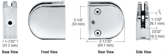 CRL Chrome Z-Series Round Type Radius Base Zinc Clamp for 1/2&quot; Glass  | Z212CH