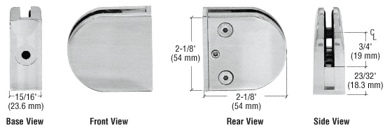 CRL Brushed Stainless Z-Series Round Type Flat Base Stainless Steel Clamp for 1/4&quot; and 5/16&quot; Glass | Z506BS