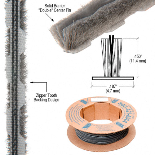 CRL Zipper Pile Weatherstrip 0.187&quot; Backing - 0.450&quot; Pile Height - 100&#39; Roll | Z78251C