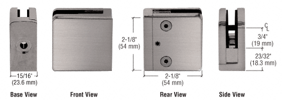 CRL Brushed Nickel Z-Series Square Type Flat Base Zinc Clamp for 1/4&quot; and 5/16&quot; Glass  | Z806BN