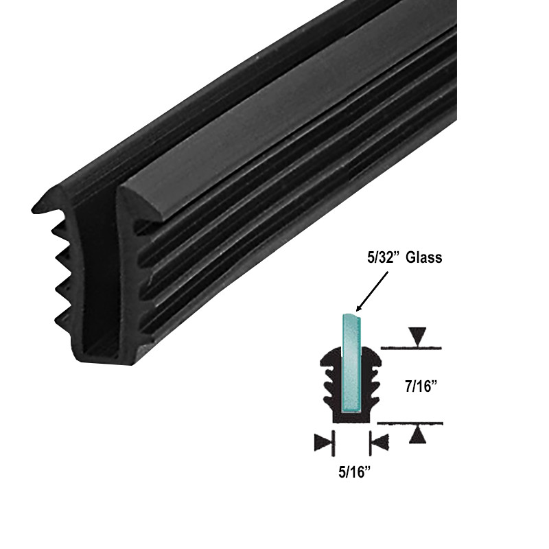 Black Shower Door Replacement Glazing Vinyl Spline for 5/32&quot; Glass - 25 ft | | Shower Door Replacement Gasket | BSDR53225