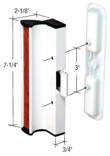 C.R. Laurence CRL White Clamp-Style Surface Mount Handle 3&quot; Screw Holes for 950 Series Dual Glazed International Doors | C1202