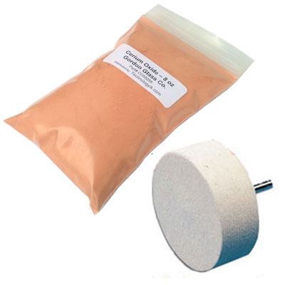 Cerium Oxide High Grade Polishing Powder - 8 Oz and 4&quot; Felt Polishing Wheel Kit | CO55258KIT4