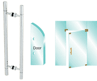 C.R. Laurence CRL Polished Stainless 25&quot; Glass Mounted Ladder Style Pull Handle with Undercut Accent Rings | CT18x18PS