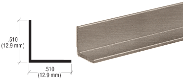 C.R. Laurence CRL Brushed Nickel 1/2&quot; Aluminum Angle Extrusion - 12 ft Long | D1627BN