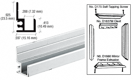 C.R. Laurence CRL Satin Anodized Mirror Frame Extrusion - 12 ft Long | D1680A