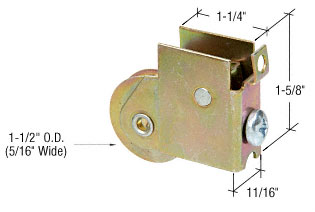 C.R. Laurence CRL 1-1/2&quot; Steel Sliding Glass Door Roller with 11/16&quot; Wide Housing - Package | D1790