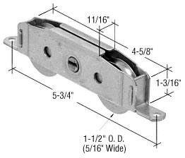 C.R. Laurence CRL 1-1/2&quot; Tandem Stainless Steel Sliding Glass Door Roller with 11/16&quot; Wide Housing - Package | D1910