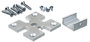 C.R. Laurence CRL Satin Anodized 2&quot;x2&quot; 4-Way Partition Post Base Plate Kit | D1990A4W