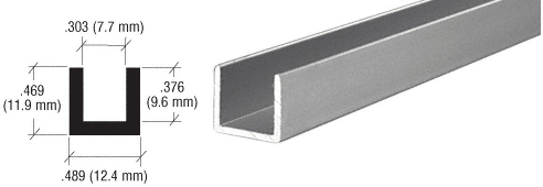 C.R. Laurence CRL Satin Anodized Aluminum Single Channel Extrusion - 12 ft Long | D3021A