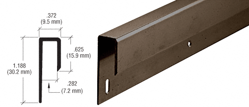 C.R. Laurence CRL Bronze Electro-Static Paint 1/4&quot; Deep Nose Aluminum &quot;J&quot; Channel - 12 ft long | D645BRZ