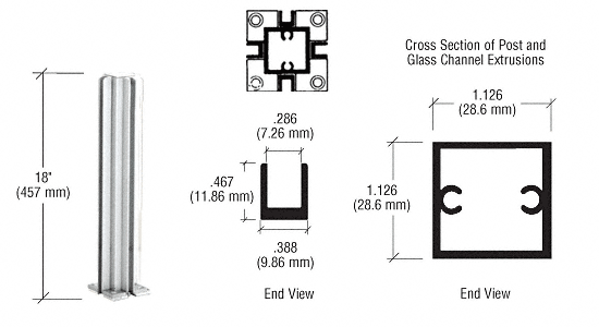 C.R. Laurence CRL Satin Anodized 18&quot; 4-Way Standard Partition Post | D990A184W