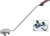 Flat Inspection Mirror with Wheels, 12&quot; Face, and 50&quot; Handle | DM12WF