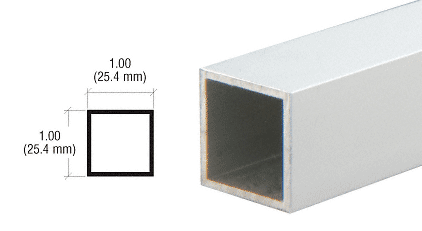 C.R. Laurence CRL Satin Anodized 1&quot; Square Aluminum Tubing - 12 ft Long | DV3404A
