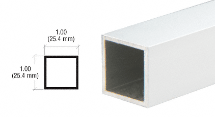 C.R. Laurence CRL Brite Anodized 1&quot; Square Aluminum Tubing - 12 ft Long | DV3404BA