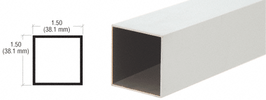 C.R. Laurence CRL Satin Anodized 1-1/2&quot; Square Aluminum Tubing - 12 ft Long | DV3425A