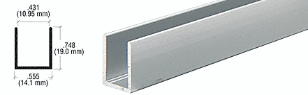 C.R. Laurence CRL Satin Anodized 10mm U-Channel - 12 ft Long | DV749A