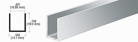 C.R. Laurence CRL Brite Anodized 10mm U-Channel - 12 ft Long | DV749BA
