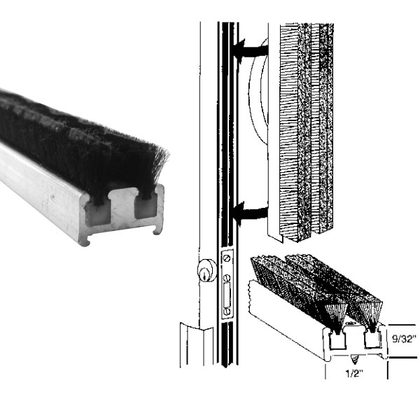 Commercial Entrance Door Astragal Weatherstripping - 84 in long | CD084BL