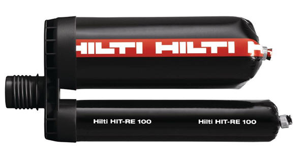 Hilti Injectable Mortar Epoxy adh RE 100 with Manual Dispenser - 11.1 Oz Cartridge  - Pack of 25 - 3537469 | ERE10011BC25