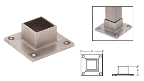 C.R. Laurence CRL Brushed Stainless Full Flange for 1-1/2&quot; Square Tubing | HR15SYBS