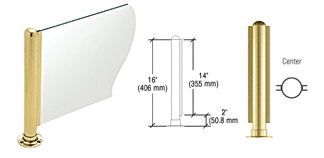 C.R. Laurence CRL 16&quot; Round Polished Brass PP03 Elegant Series Counter/Partition Center Post | PP03CPB