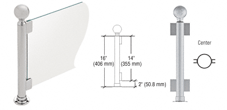 C.R. Laurence CRL 16&quot; Round Brushed Stainless PP04 Elegant Series Counter/Partition Center Post | PP04CBS