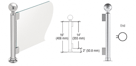 C.R. Laurence CRL 16&quot; Round Polished Stainless PP04 Elegant Series Counter/Partition End Post | PP04EPS