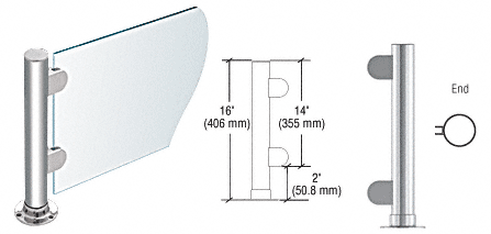 C.R. Laurence CRL 16&quot; Round Polished Stainless PP06 Elegant Series Counter/Partition End Post | PP06EPS