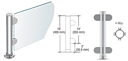 C.R. Laurence CRL 16&quot; Round Polished Stainless PP06 Elegant Series Counter/Partition 4-Way Post | PP06XPS